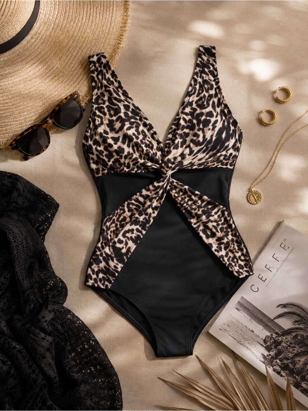 NWT Miraclesuit‎ Leopard One Piece Swimsuit Twist Front Slimming Control